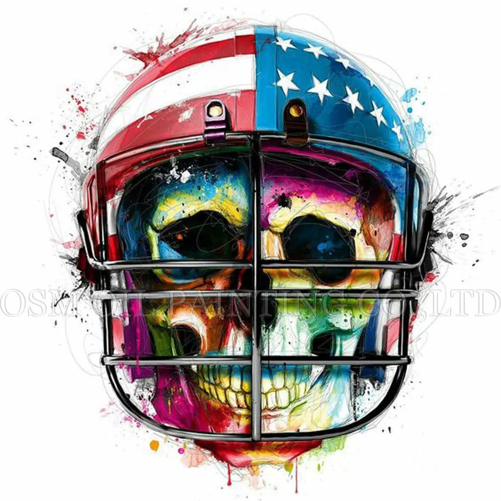 

Top Quality New Design Abstract Colorful Modern Art Painting American Football Player Oil Painting on Canvas Skeleton Artwork