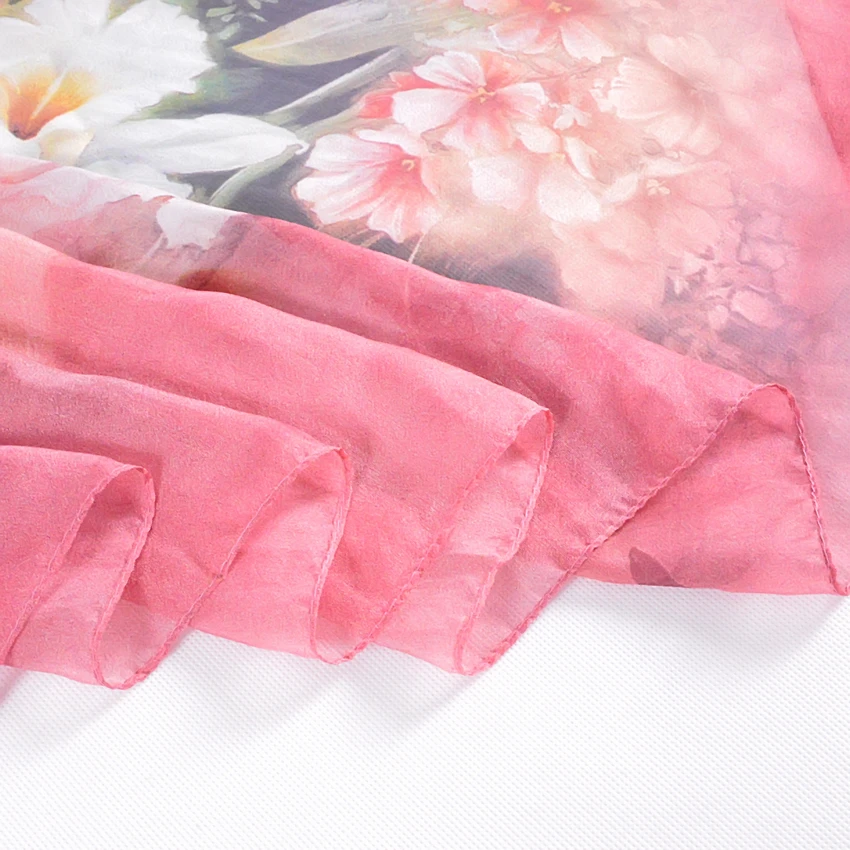 Silk Scarf Mulberry Silk Scarf Long Design Quality Female Spring And Autumn Scarf All-match Fashion Women Satin Pink Shawl