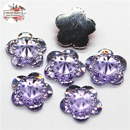 50 sztuk błyszczące Mix kolor kwiat akrylowe rhinestone mieszkanie powrót Cabochon materiały dekoracyjne urok Craft DIY 15mm bez otworu