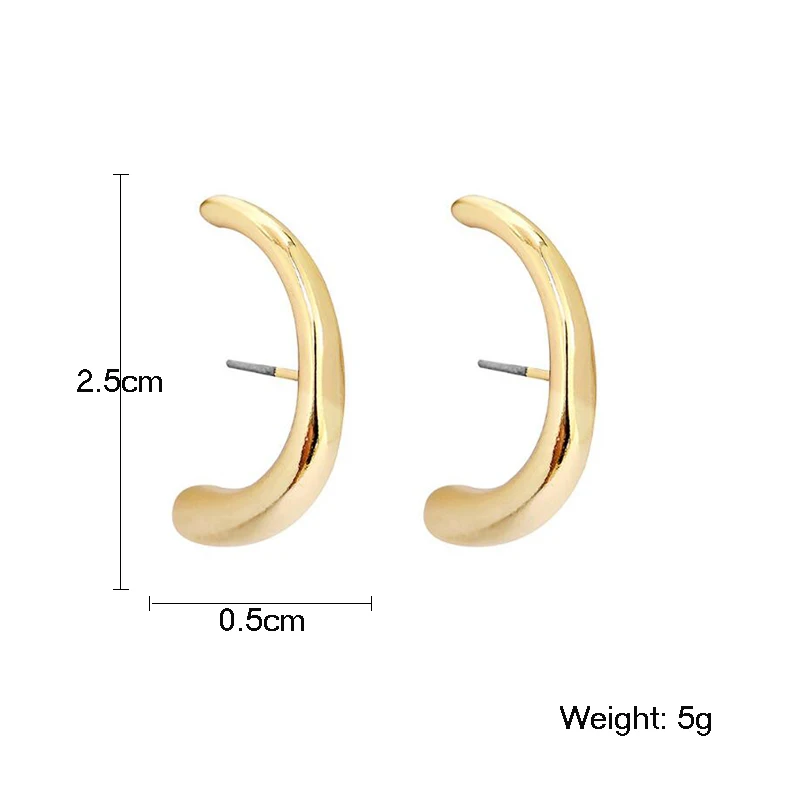 Amaiyllis Simple Alloy C Shaped Stud Earrings For Women Gold Color Metal Geometric Post Earrings Daily Jewelry Brincos Pendiente