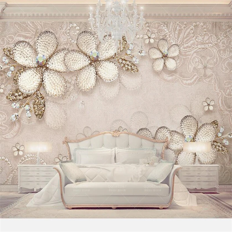 beibehang Custom Wallpaper 3D Photo Mural Luxury European Palace Wind Jewelry Lace Flower Background wall paper papel de parede