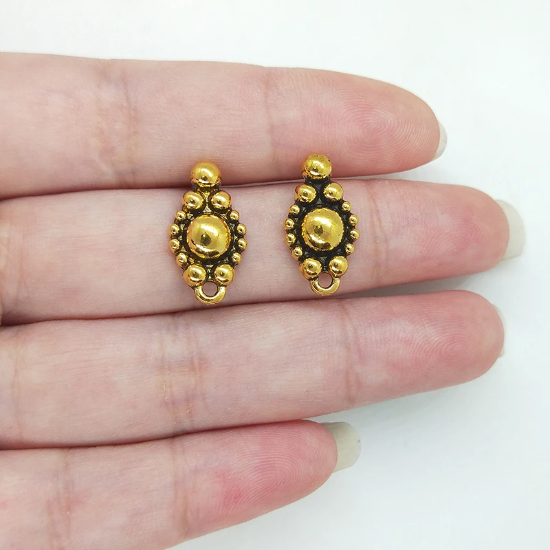 2025 New Fashion 18mm 10pieces/bag Retro Zinc Alloy Oval Earring Base Connectors Linkers for DIY Earring Jewelry Accessories
