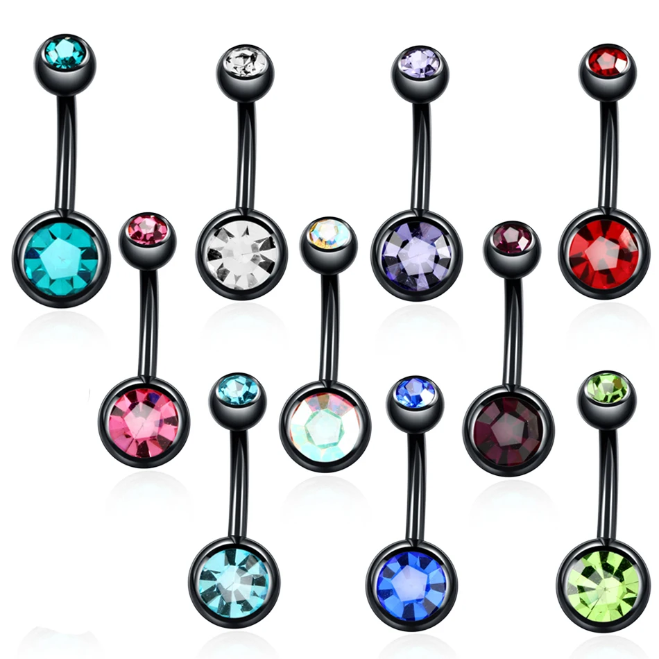 1PC Steel Crystal Ombligo Piercings Navel Bar Studs 14G Gem Belly Button Piercings Sexy Nombril Dangle Earrings Piercing Jewelry