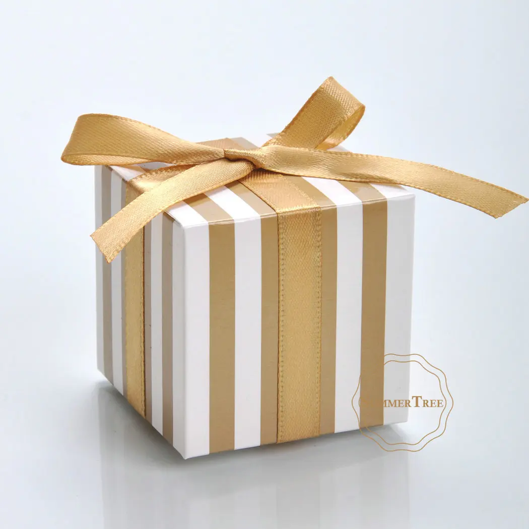 50pcs Candy Boxes Christmas Cute Gift Box with Ribbon Wedding Favors Decoration Baby Shower Girl Boy Birthday Party Supplies