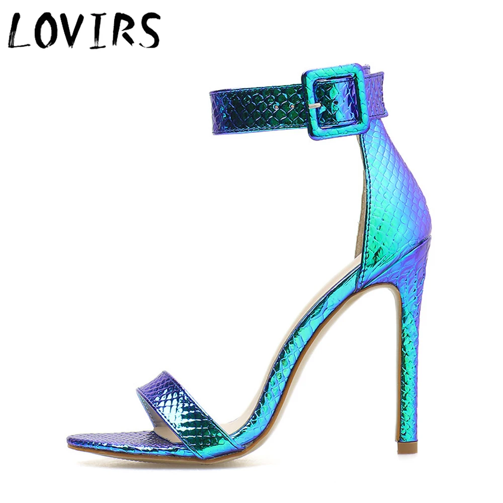 

Lovirs Women's Snake Open Toe Solid Color High Heels Lace up Sandals Ankle Strap Buckle Stiletto Wedding Shoes