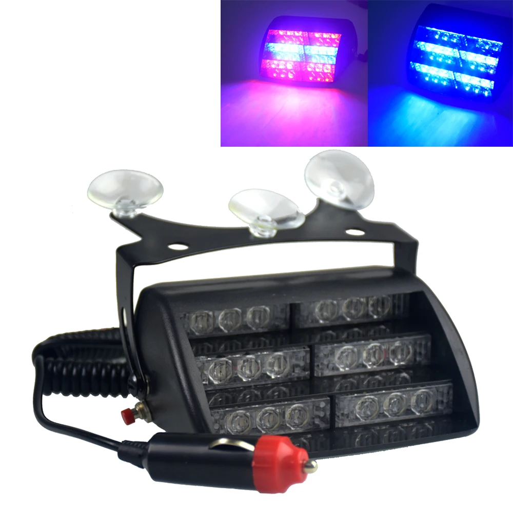 18 LED Rot/Blau Auto Polizei Strobe Blitzlicht Drei Schichten Strobe Licht Dash Notfall Warnung 3 blinkende Nebelscheinwerfer 2 Stil