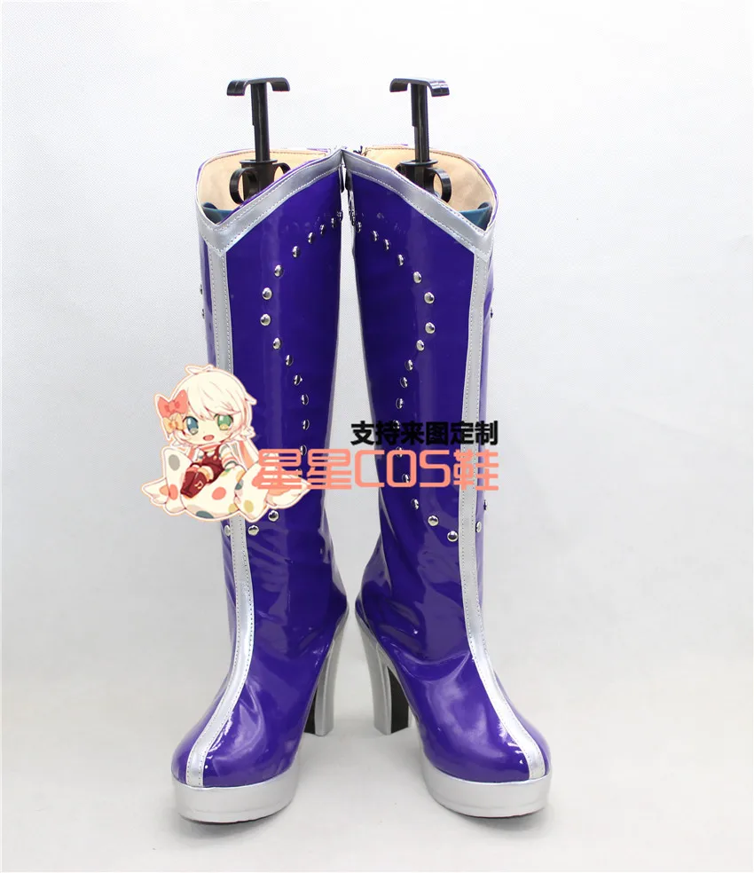 LoveLive! Love Live Eli Ayase Ellie Purple Long Halloween Cosplay Shoes Boots X002