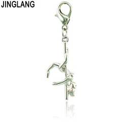 JINGLANG Fashion Lobster Clasp Charm Dangle Three-Dimensional Dancing Girls Pendants DIY Charms For Jewelry Making Accessories