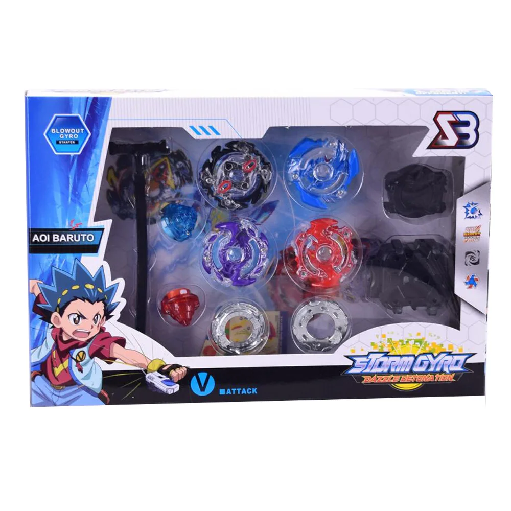 Spinning Top-Juego de juguetes clásicos para niños, Juego de 4 piezas, Arena Metal Fight blade, fusión de metales