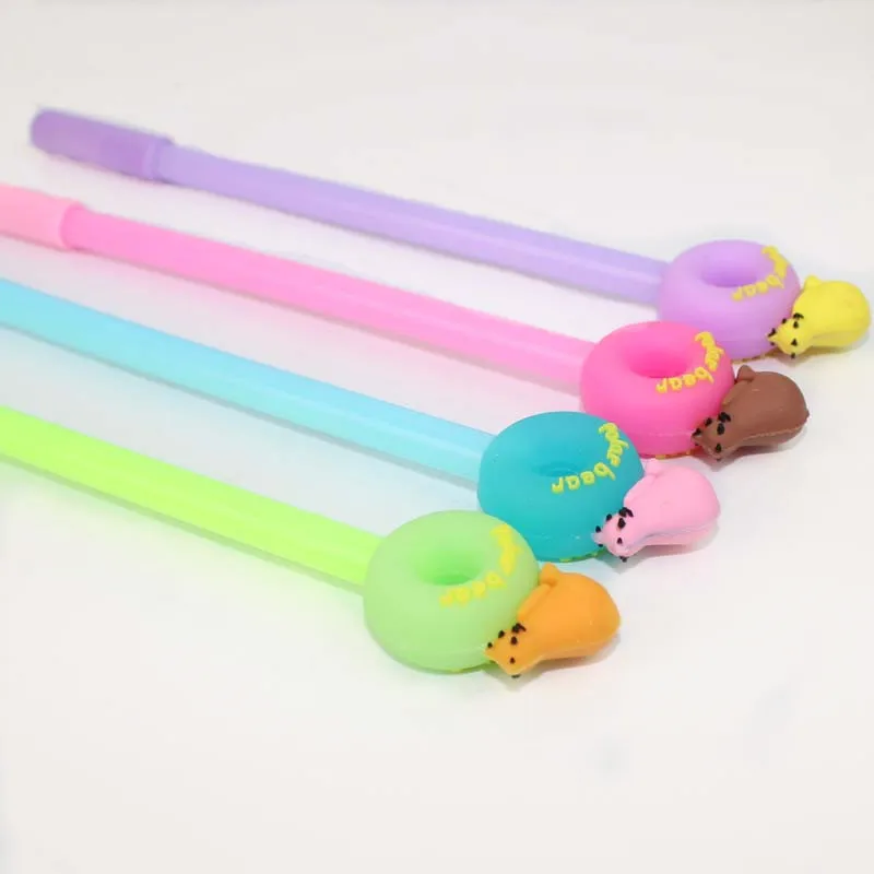 36pcs Creative stationery cartoon doughnut neutral pen cute candy color black water pen