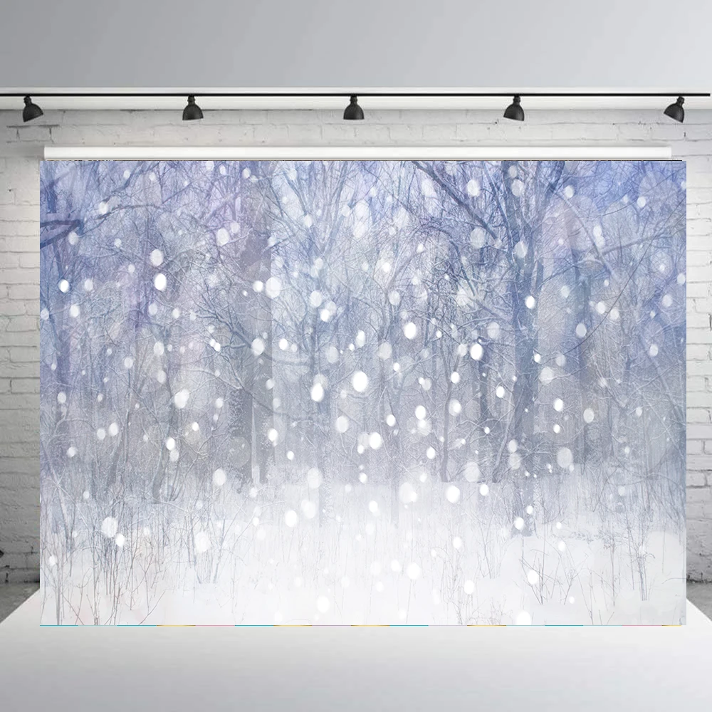 خلفية تصوير شتوية للكريسماس ، خلفية زينة لحفلات الكريسماس ، للأطفال ، استوديو الصور ، إكسسوارات ، غابة الثلج ، B138