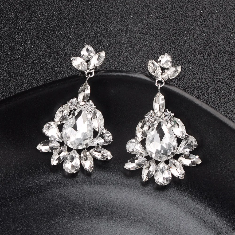 Miallo Fashion Austrian Crystal Alloy Bridal Long Earrings for Women Wedding Big Earrings for Bride Bridesmaids Gifts