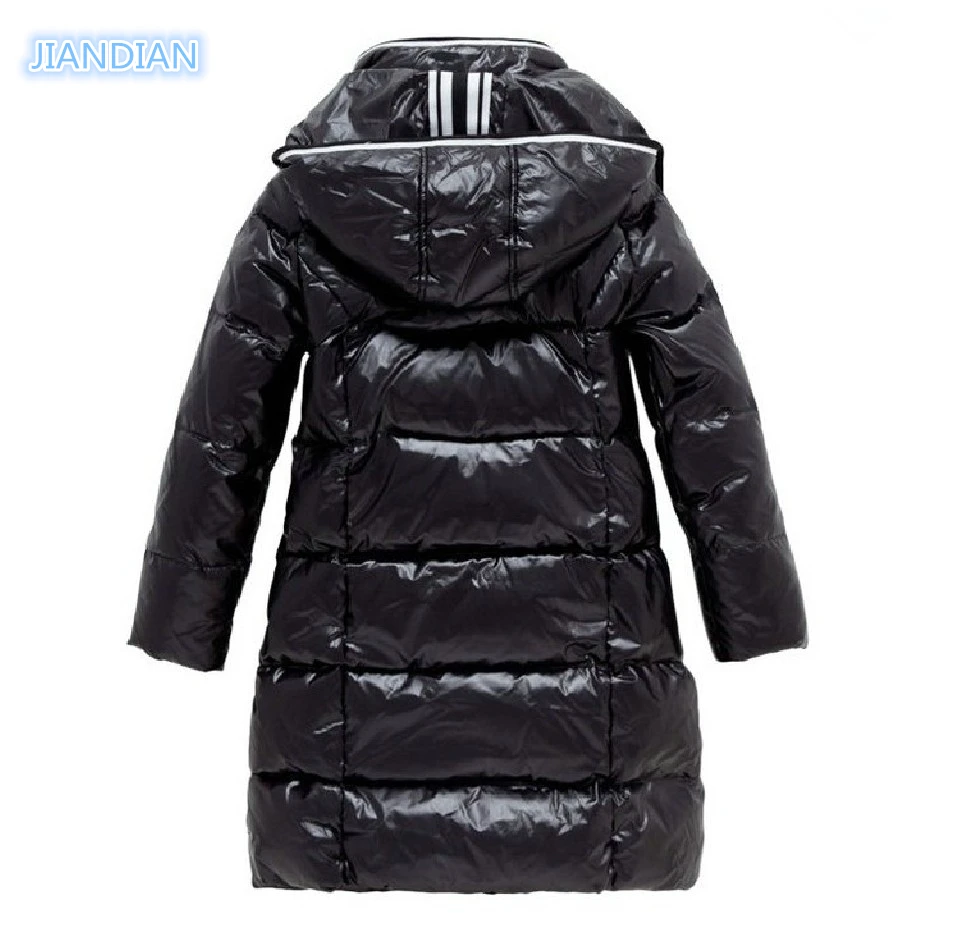 Fashion Girls Winter Coats Female Child Down Jackets Outerwear Shiny Waterproof Medium-Long Thick 90% Duck Down Parkas