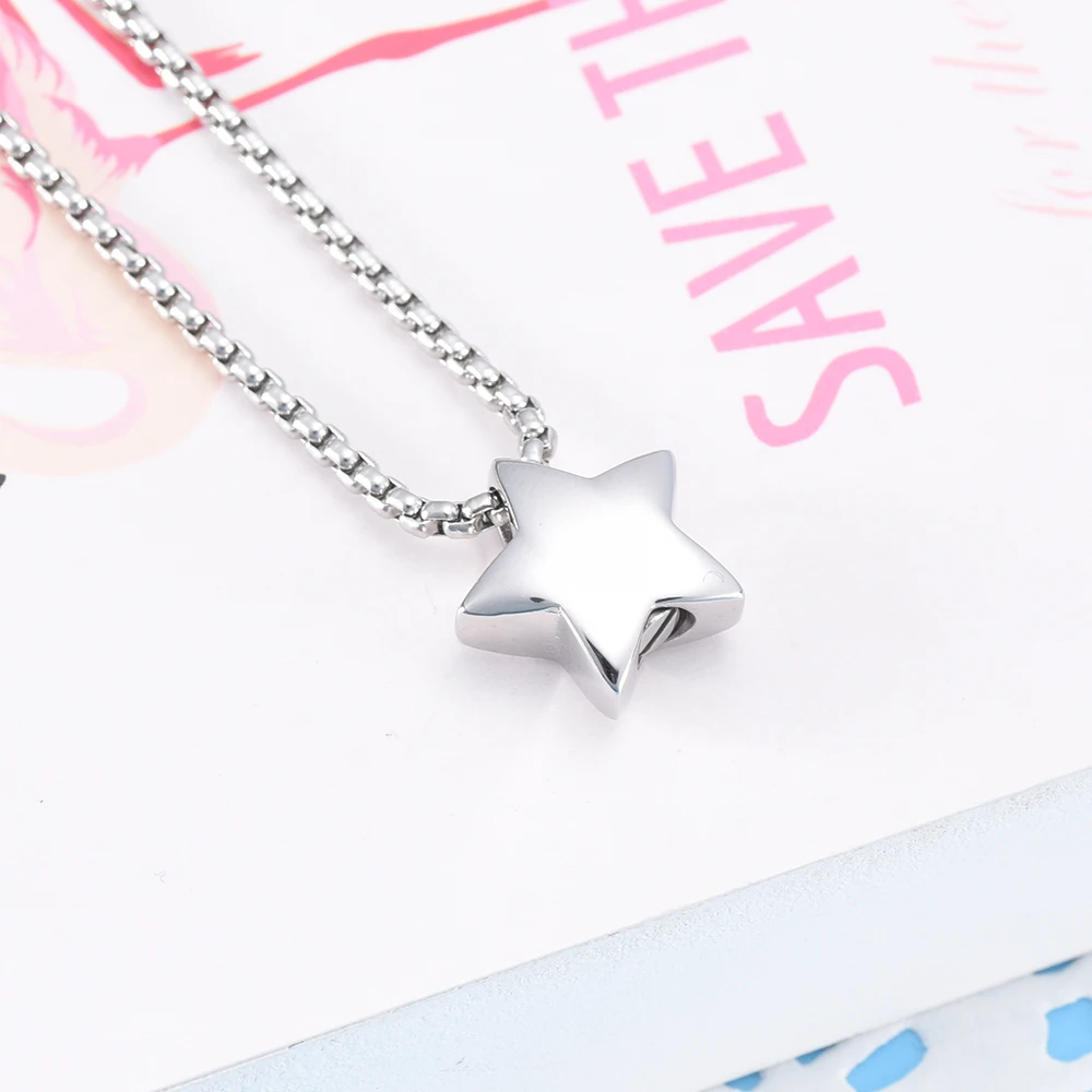 JJ001  Engravable Mom/Dad/Son/Grandpa/Grandma Little Star Memorial Urn Necklace Hold Ashes For Loved Ones Keepsake