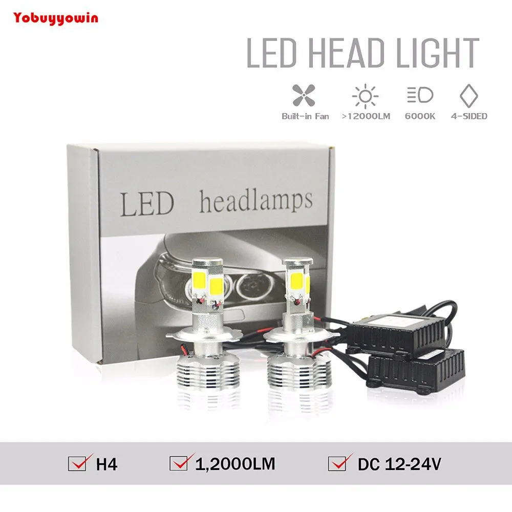 

Best Item!!H4/HB2/9003 110W 12000Lm/Pair 6000K White LED Headlight Bulbs 4-Sided COB Head Light Dual Beam Hi/Lo Led Headlamp Kit