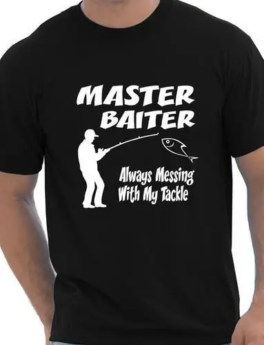 Master Baiter Funny Fishing T shirt  men Funny fishing fisherman tackle fathers day Gift casual printed tee USA size