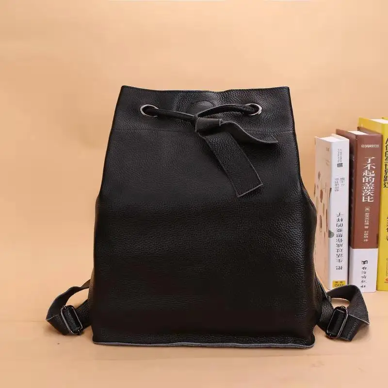 AODUX Fashion 100% Soft Natural Genuine Leather Shoulder Backpack Women Ladies Girls First Layer Cowhide School Bags