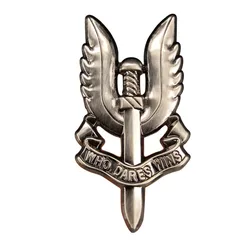 SAS British Army Special Air Service Who Dares Wins Metal Military Forces Badge Pin