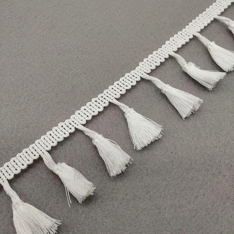 2Yards Lace Ribbon White Tassel Fringe Cotton Ethnic Lace Trim Ribbon Sewing Latin Dress Stage Garment Curtain Decorative Diy