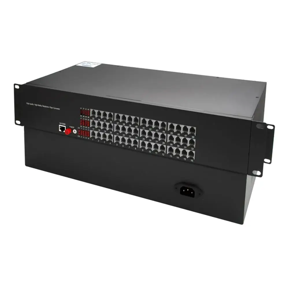 Premium 48 Channels PCM Voice Telephone Fiber Optical Media Converters With 10/100Mbps Ethernet, Single Single mode 20Km