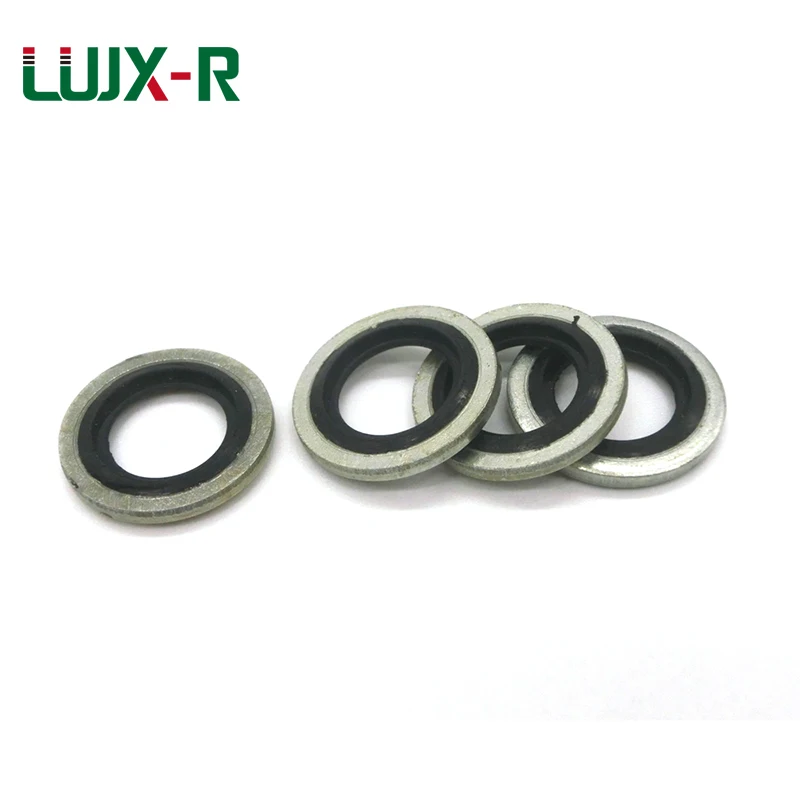 LUJX-R Carbon Steel Galvanizing+NBR Combined Bonded Washer BS/A Rubber Gasket Rings G1/8,G1/4 British System/BSP Screw Plug Seal