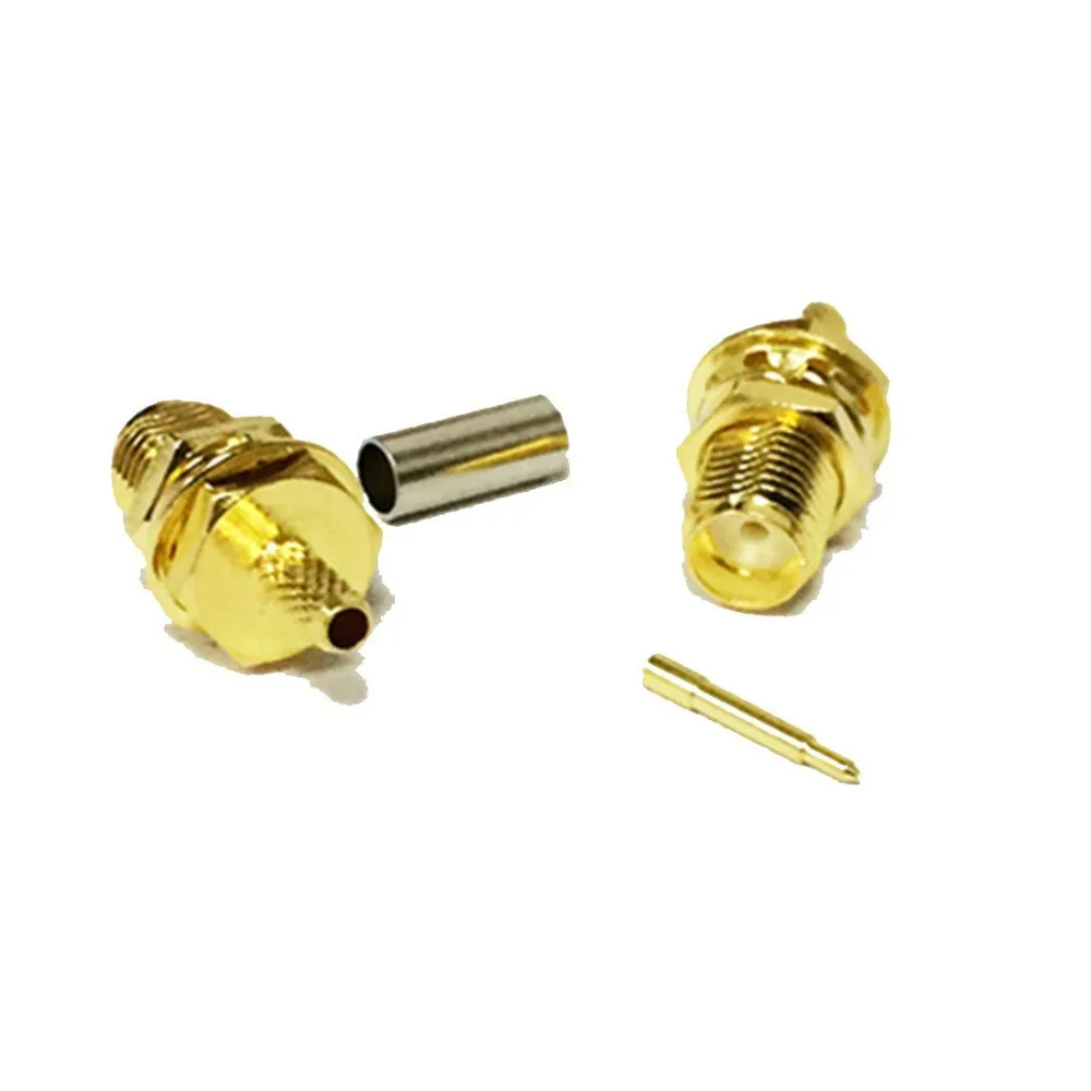 100PCS SMA Female Jack Or RP-SMA Female (Male Pin) Plug Center Nut Bulkhead Crimp RG174 RG316 LMR100 RF Connector