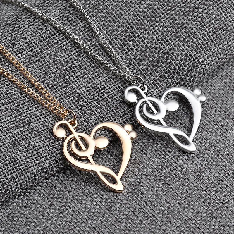 Music Note Symbol Infinity Heart Pendant Necklace Bass Clef Necklace Heart of Treble Clef Necklace Music Gift  for Musician