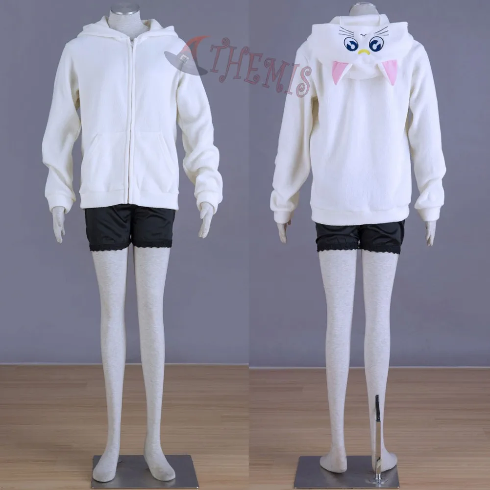 Athemis New Lovely Coat Sailor Luna Artemis Cosplay Costume Winter Fleece Jacket White Cat Figure Coat Warm and Soft