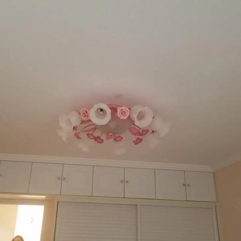 pink and blue Bedroom Ceiling Lights Living Room Lamp Princesses ceiling children's lamp Room Tieyi Warm Flower Lantern