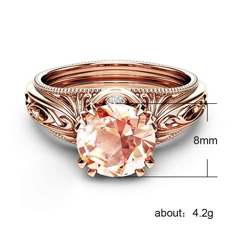 Huitan Rose Gold Color Series Wedding Rings With Shiny Champagne AAA Cubic Ziron Fashion Hollow Out Pattern Band Women Jewelry