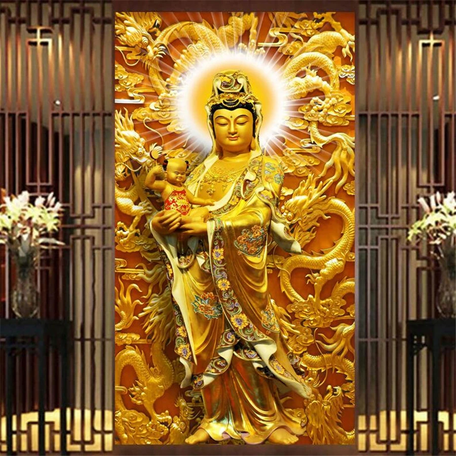 wellyu Custom Photo Mural 3d wallpaper Bodhisattva Living Room TV Background Wall papel de parede обои wallpaper for walls 3 d