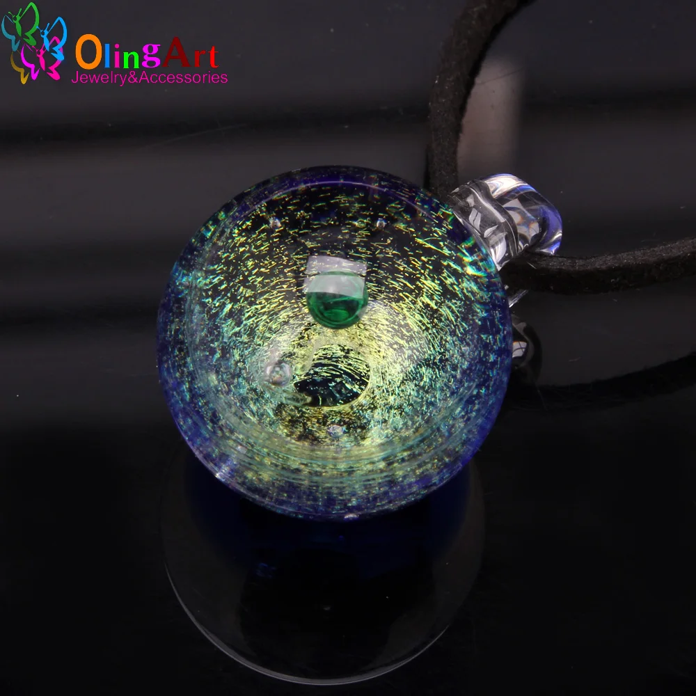 New Lamp work beads 1PCS Dia 23MM Round Fantastic Starry Milky Way shape Hand made glass Pendant DIY Jewelry making