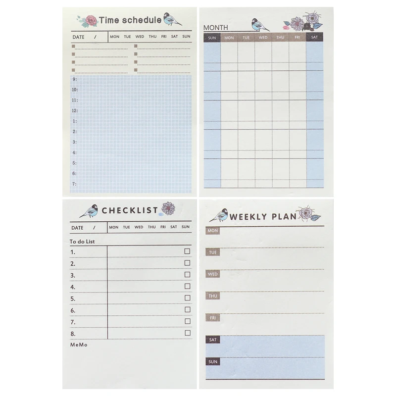 60 Sheets/pad Creative Diary Weekly Plan Memo Pad To Do List Time Sticky Note Schedule Office And School Supplies Stationery