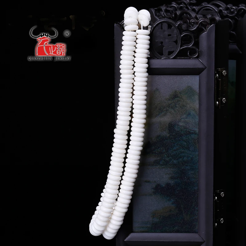 50PCS Natural ox bone septum gasket of the star of the bodhi Buddha.hole 1.5mm.