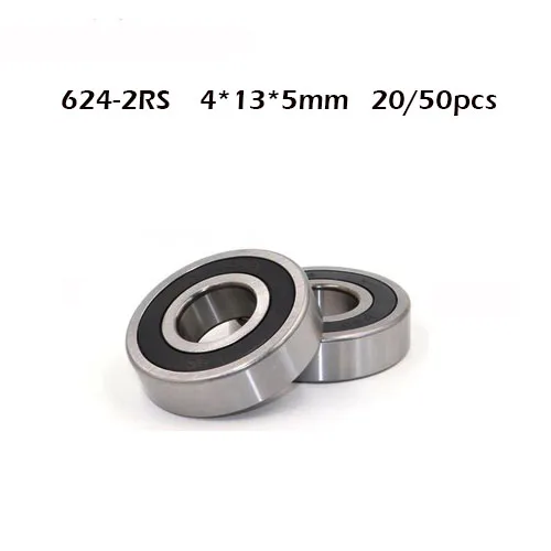 

624RS 4*13*5(mm) 10pieces ABEC-1 Bearing 10pcs rubber Sealed Miniature Mini Bearing free shipping 624 624RS chrome steel ABEC-5