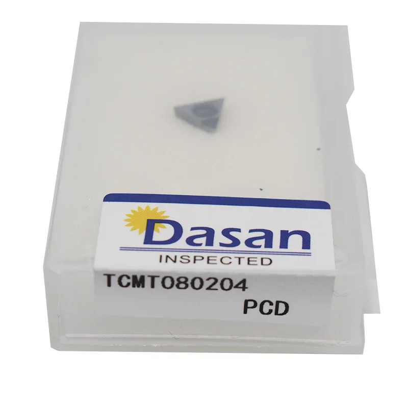 Pcd inserção tcmt 080204 lâmina de faca de diamante, lâmina de torno cnc de alta dureza, ferramenta de corte de diamante para cobre de alumínio com 10 peças