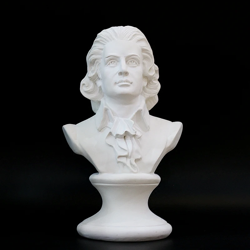 Musician Mozart Head Ornament Resin Figure Sculpture Art Room Home Decor Character Sketch Drawing Prop Personage Statuette