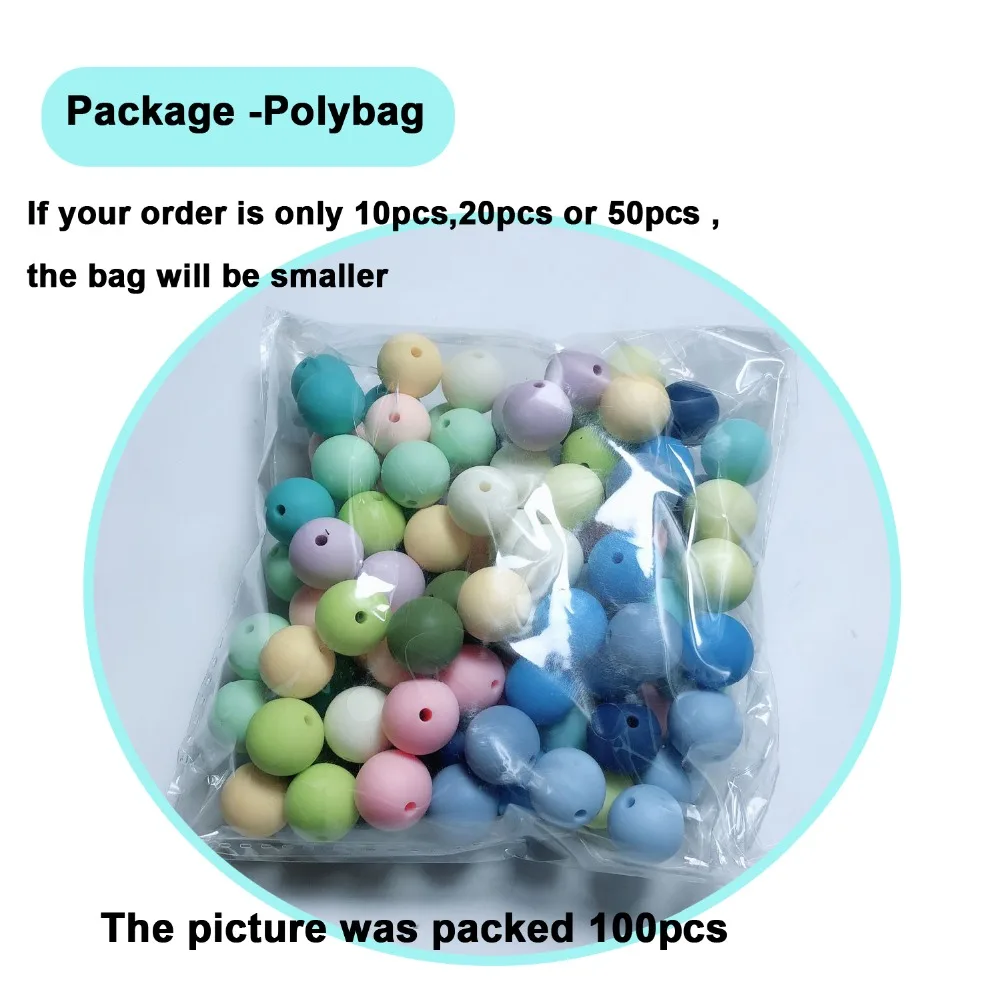 Silicone Beads 10mm/12mm/15mm Baby Colorful beads Food Grade Nursing Chewing Round Silicone Beads BPA Free DIY Jewelry making