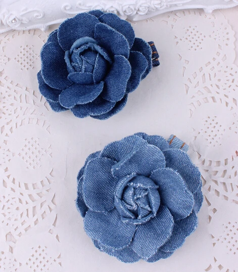 2016 Nieuwe Mode Jean Rozet Bloem Haarspelden Handgemaakte Blauw Denim Haar Clips Haarspelden Meisjes Vrouwen Haarspeldjes Haar Accessoires