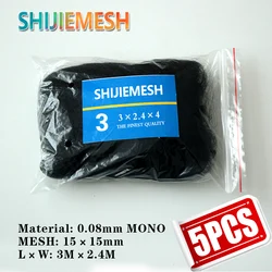 High Quality Deep Pockets Nylon monofilament 0.08mm 3M x 2.4M 15mm Hole Orchard Garden Anti Bird Net Knotted Mist Net 5pcs