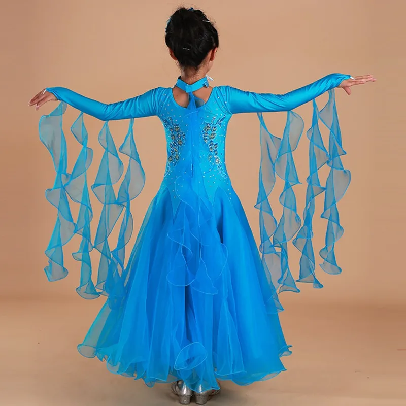 Fairy V-Neck Pink Girls Ballroom Dance Dresses For Kids Waltz Dresses Standard Dance Dress Kids Dance Wear Ball Dress Princess