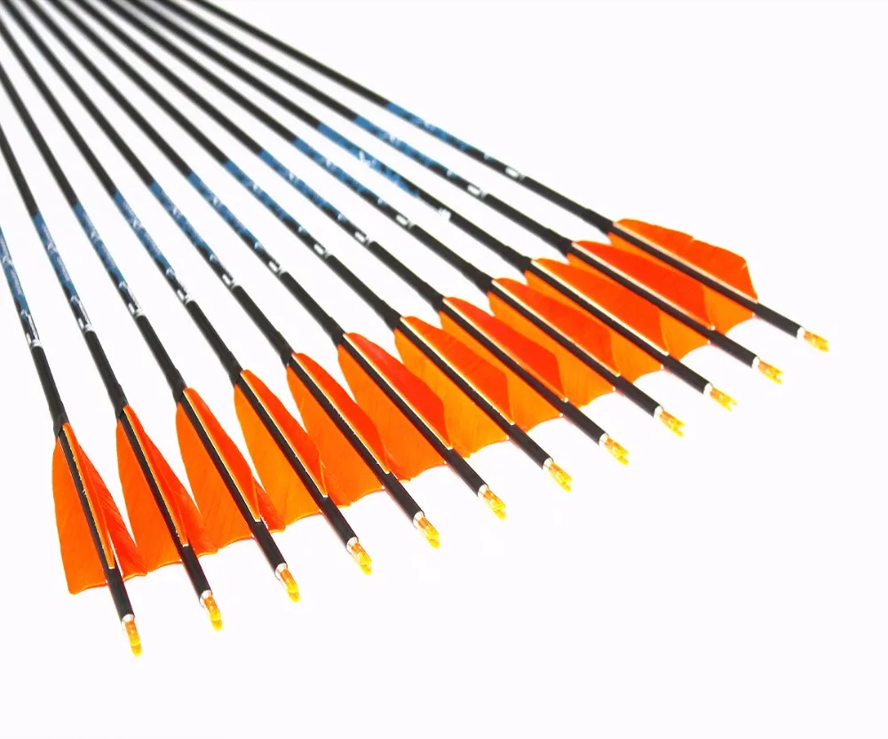 12pcs Archery carbon arrow spine500/600 ID4.2mm with 2.5/3/4