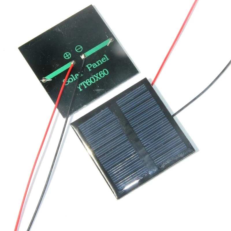 

BUHESHUI 0.45W 5V Size60*60MM Solar Cell Module W/ Wire Polycrystalline DIY Solar Panel Charger For 3.7V Battery Epoxy 100pcs