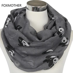 FOXMOTHER-Lenços de animais para mulheres, lenço infinito, cinza, azul, Panda, presentes elegantes para senhoras, novos