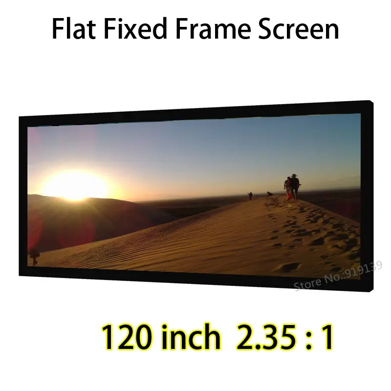 HD Screen 120-inch 2.35:1 Flat Fixed Front Projection Screens With 80mm Black Velect Aluminum Frames