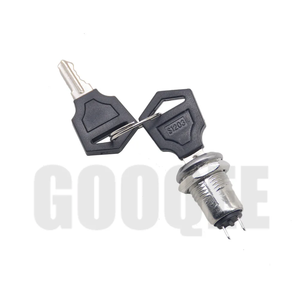 12mm Zinc Alloy Electronic Key Switch ON OFF Switch Phone Lock Security Power Switch Tubular Terminals+2 Keys