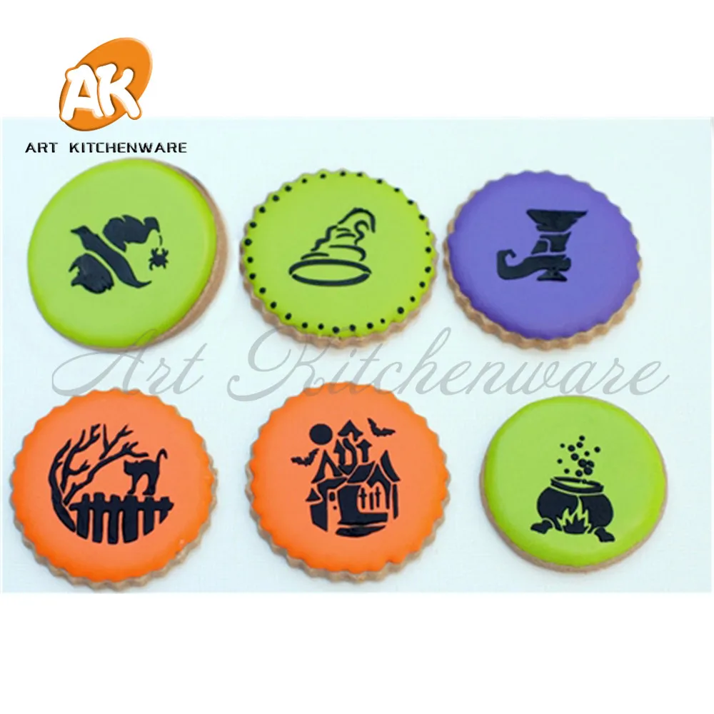 Small Halloween Cookie Stencil Set,Halloween Celebration Stencil Tool,Celebration Design StencilsClassic Cake Decoration Tools