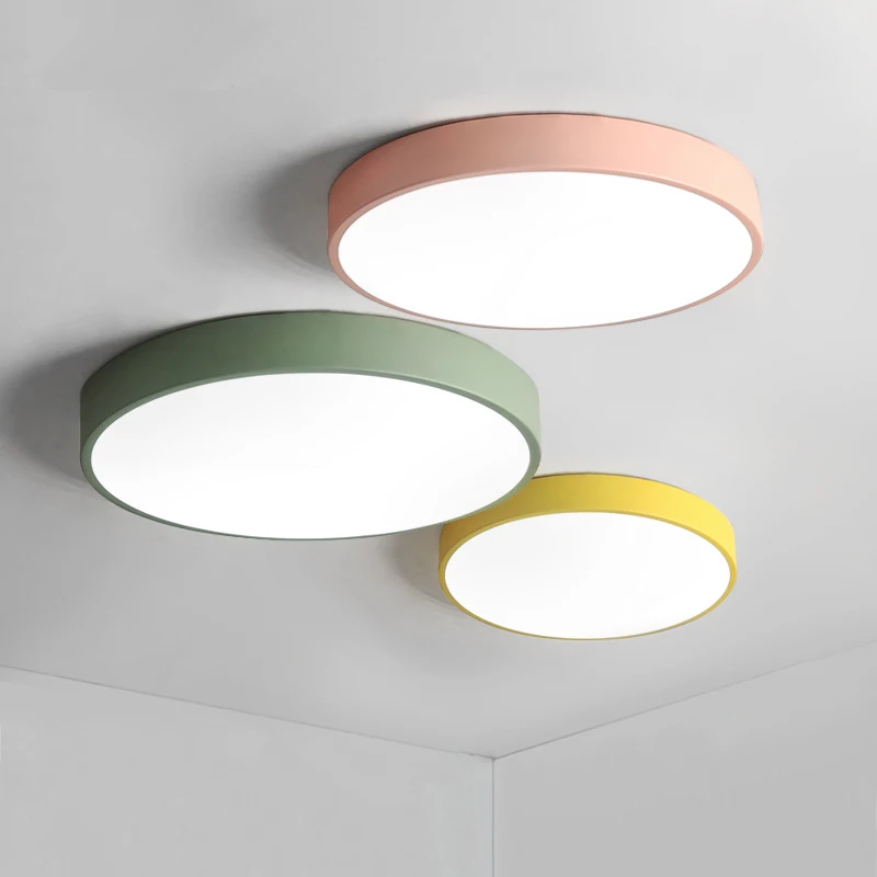 

New Modern Nordic round Square art led Ceiling Lights dining bedroom balcony Office lighting Macaron color ceiling lamp Fixture