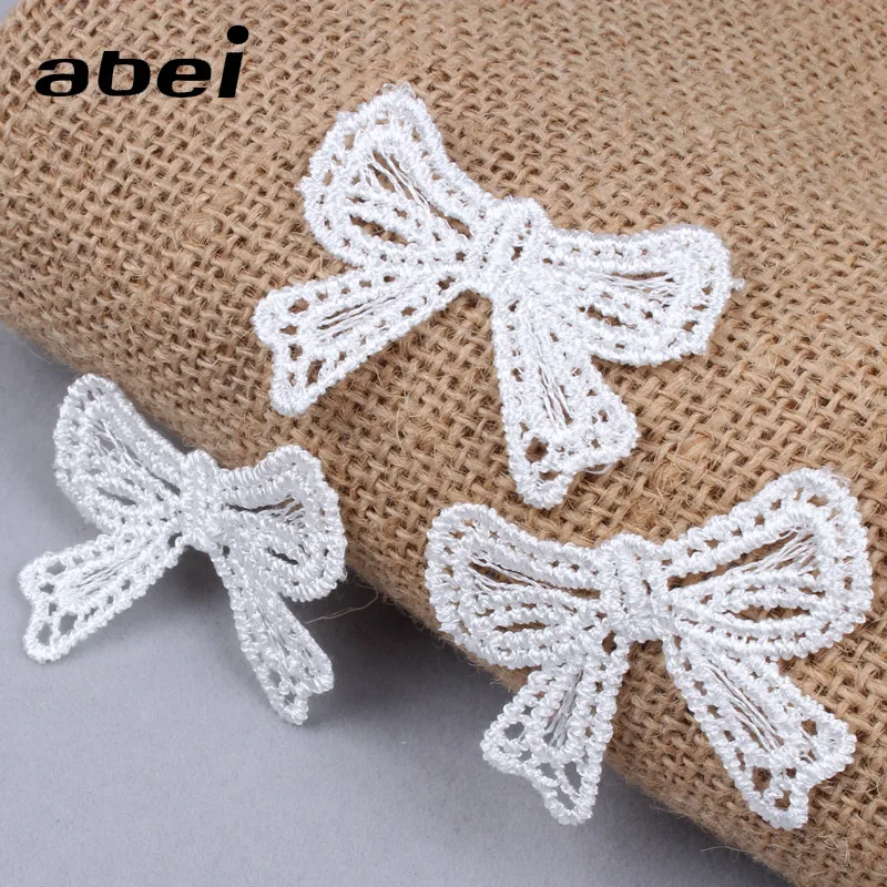 30pcs White Betterfly Lace Applique Bow Trims for Sew Clothing DIY Garments Accessories Guipure Lace Fabric Handmade Craft