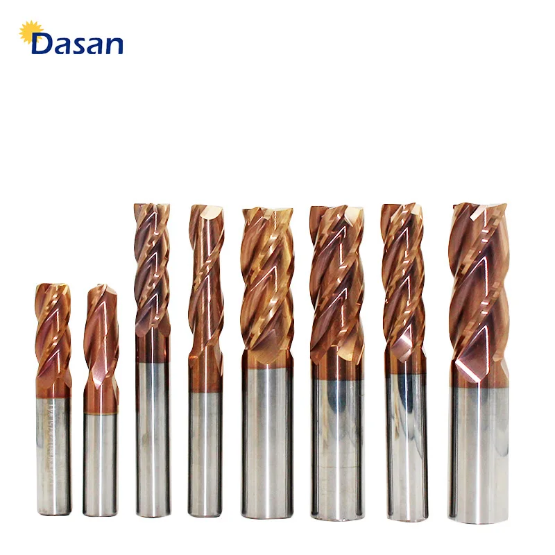 Carbide End Mill Cutter 1mm 2mm 4mm 5mm 6mm 8mm 10mm 12mm 4Flute HRC60 HRC55 3F 2F Tungsten Steel Router Bits cnc Milling Tools